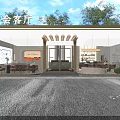 Modern Bright Sales Office With Full Glass Facade And Cozy Urban Reception Lounge Area