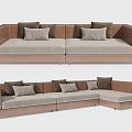 Modern Modular Sectional Sofa Set With Beige Cushions And Corner Straight Units 3d model