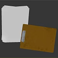 Modern Laptop Computer With Yellow Folder Label Holder And White Papers