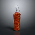 Red Cylindrical Leather Punching Bag With Chain Hanging For Boxing Training