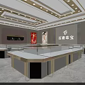 Elegant Luxury Jewelry Store Interior With Glass Display Counters Marble Floor And Ceiling Lights