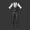 Men's Formal Suit Vest Set With White Shirt Gray Vest Red Tie And Gray Pants