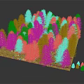Dead Trees in Withered Plant Landscape with Central Water Area and Brown Ground