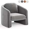 Light Beige Fabric Single Sofa With Modern Minimalist Design And Rounded Armrest 3d model