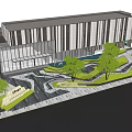 Modern Office Building Exterior With Glass Facade Greenery Plaza And Landscaped Areas