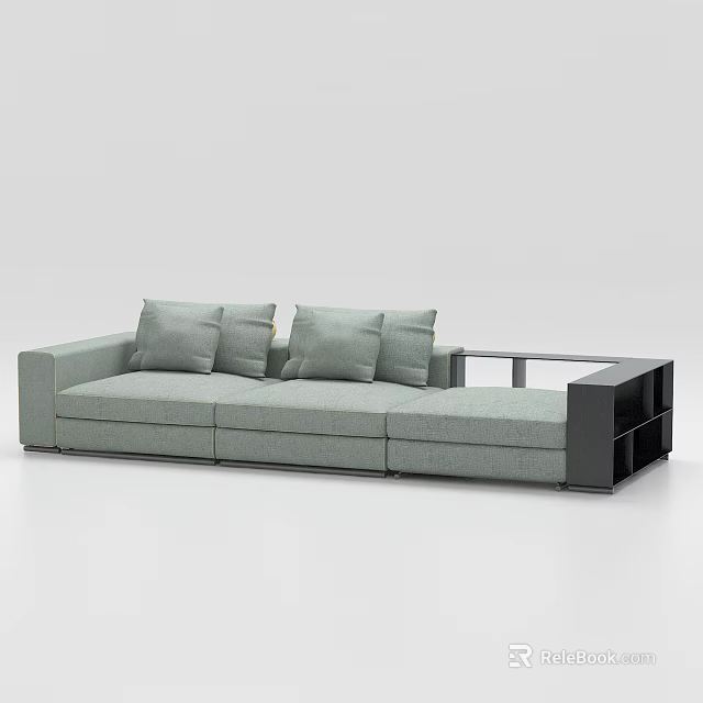 Modern Gray L shaped Sectional Sofa With Plush Cushions And Side Storage 3d model