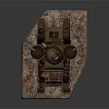 Rusty Military Vehicle 3D Model Featuring Metal Turret Tracks And Rocky Base