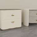 Modern Bedside Tables With White And Light Wood Drawers Metal Knobs Curved Design