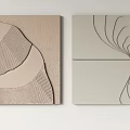 Modern Abstract Wall Decor with Beige Light Gray Background Curved Lines and Textured Design