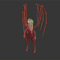 Female Character In Purple Pink Bodysuit With Brown Spiky Creature Wings Fantasy Style