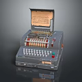 Vintage Mechanical Office Calculator With Classic Keyboard Knobs And Paper Roll 3d model