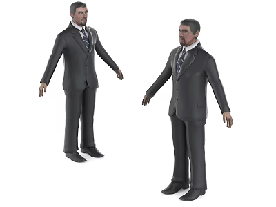 3D Model Of Man Wearing Formal Suit In Different Standing Poses 3d model