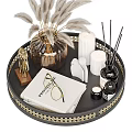 Bathroom Accessories Tray With Reed Diffuser Candles And Decorative Vase 3d model