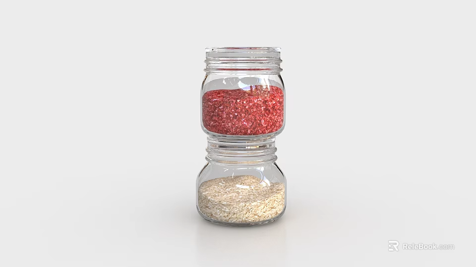 Ceramic Two Layer Storage Jar With Red And Beige Grains For Kitchen 3d model
