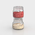Ceramic Two Layer Storage Jar With Red And Beige Grains For Kitchen 3d model