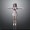 Child in White Dress with Red Accents Gray Hair and Outstretched Arms