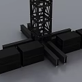 Black Industrial Metal Ladder Structure With Steps And Frame Support 3d model