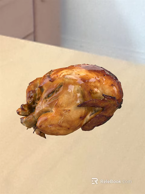 Golden Brown Roast Chicken With Crispy Skin And Juicy Tender Meat 3d model 