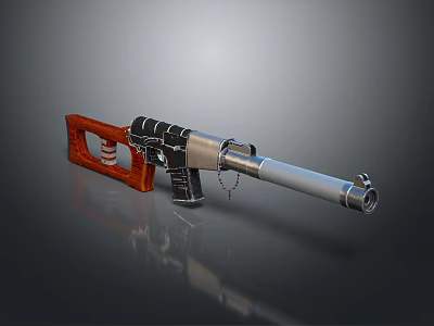 Modern Weapon Design Featuring Wooden Stock Metal Barrel And Scope 3d model