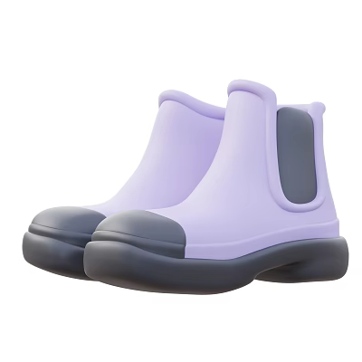 Light Purple Boots With Thick Gray Non Slip Sole And Simple Design 3d model