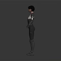 Futuristic Game And Movie Character In Gray White Red Uniform With Gloves Boots Standing Pose