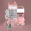Pink Vending Machine With Gift Boxes Cotton Candy And Display Case 3d model