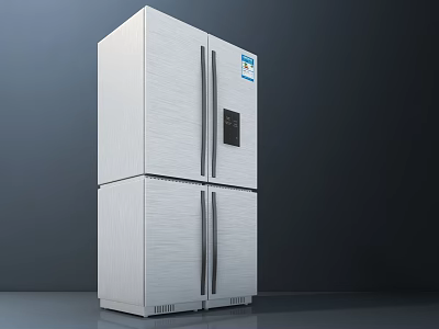 White Stainless Steel Refrigerator Freezer With Double Doors And Digital 3d model