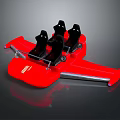 Modern Red Amusement Ride With Four Black Seats For Theme Parks