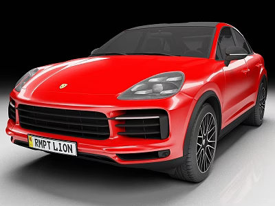 Red Porsche SUV Front Exterior Featuring Sleek Headlights And Stylish Grille 3d model
