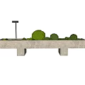 Modern Concrete Flower Bed Planters With Green Topiary Balls And Trimmed Shrubs