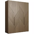 Modern Wooden Cabinet Design With Herringbone Pattern And Black Handles