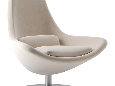 Modern Beige Single Sofa With Curved Design And Comfortable Upholstered Metal Base 3d model