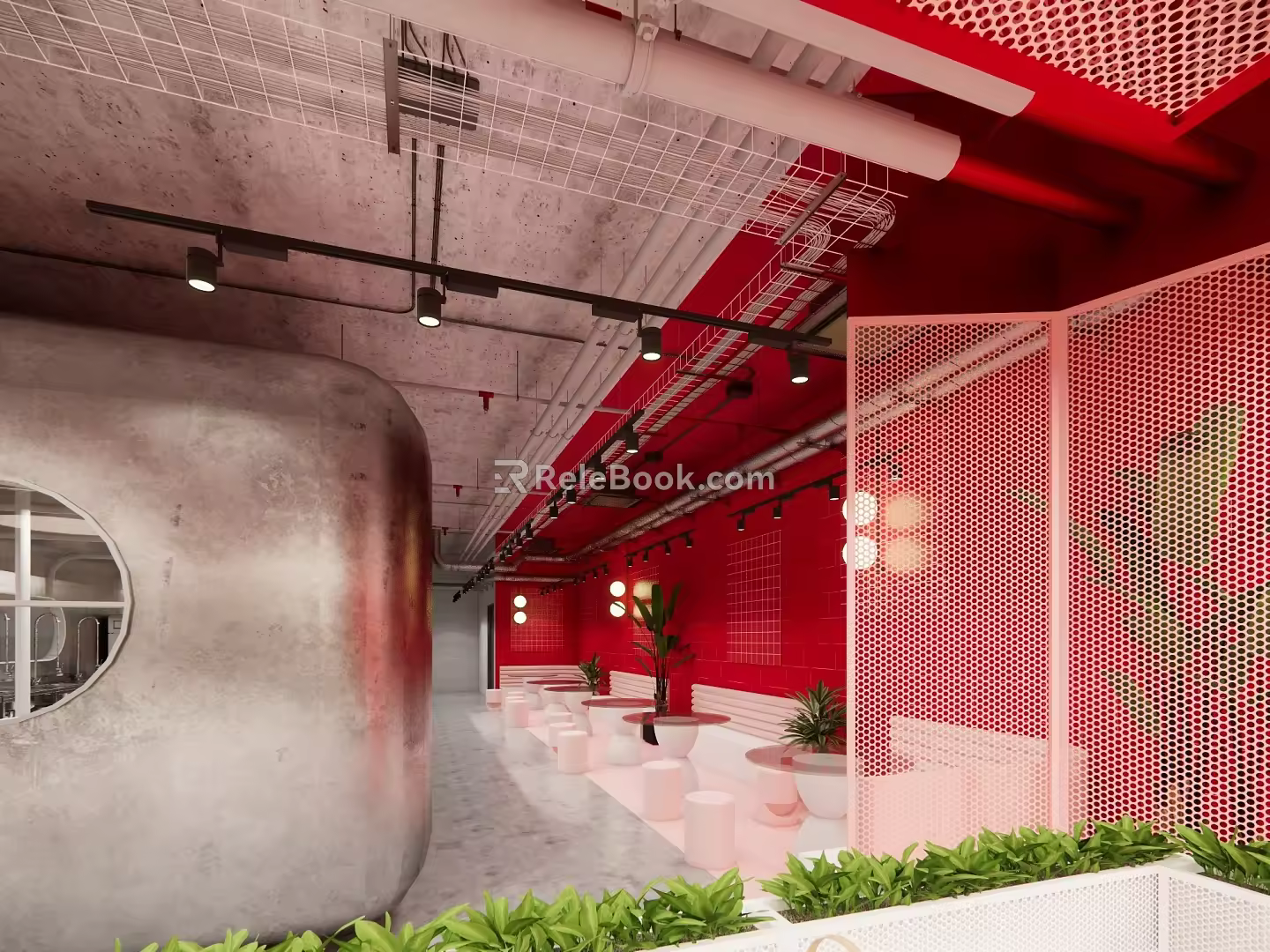 Net Red Western Restaurant 3d model