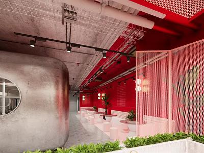 Net Red Western Restaurant 3d model