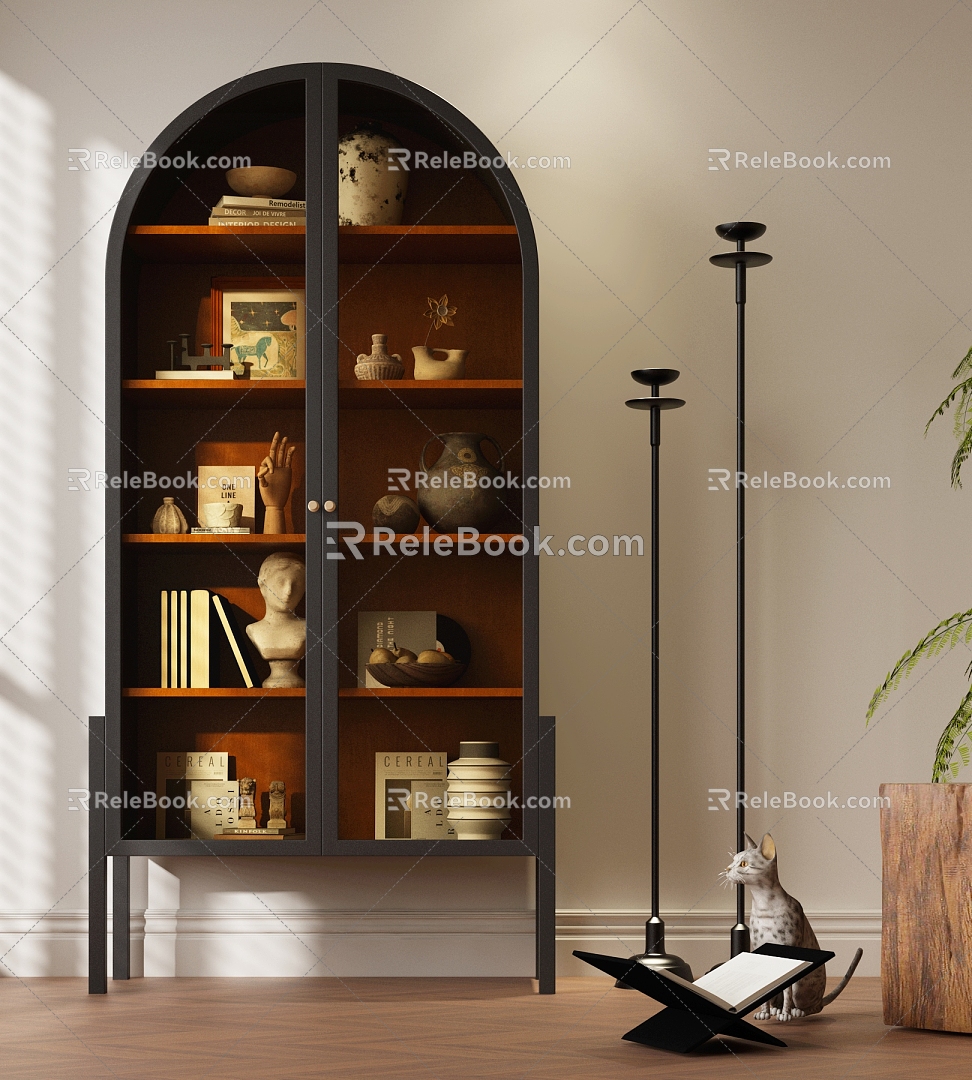 Antique Bookcase Bookcase Antique Wine Cabinet French Retro Bookcase Bookcase Decorative Cabinet 3d model