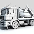 White Functional Dump Truck With Rustic Brown Dump Bed Crane Arm And Roadside 3d model