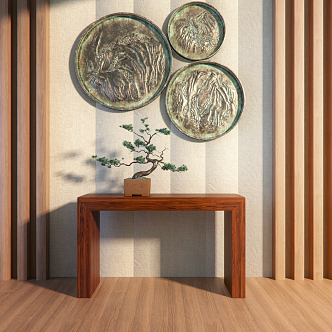 Chinese-style end stage background wall decoration 3d model