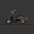 Gray Vintage Scooter Displayed On Circular Black Carpet Platform With Classic Details
