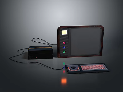 Modern Desktop Computer with Flat Screen Monitor Orange Accented Tower and Illuminated Keyboard 3d model