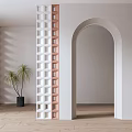 Modern Arched Partition With White And Brown Hollow Out Lattice In Interior Design
