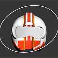 White Helmet with Red and Yellow Stripes Modern Sporty Protective Headgear Design