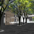 Modern Commercial Landscape Design With Water Features Trees Sculptures And Pathways