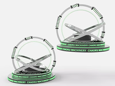 CHAOJU MACHINERY Mechanical Device With Circular Structure Cross Metal Parts And Green Labels 3d model