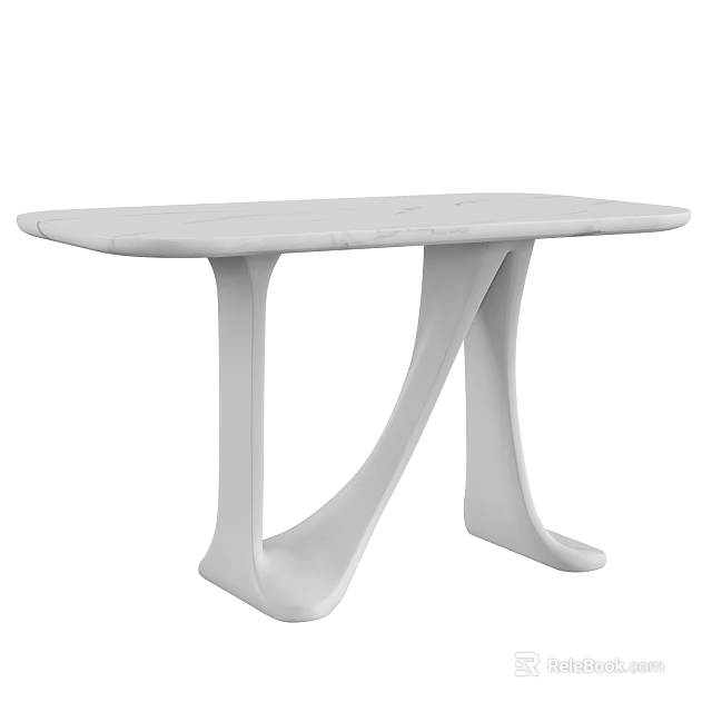 Stylish Modern White Dining Table Featuring Marble Top And Unique Leg Design 3d model 