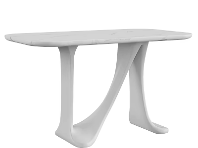 Stylish Modern White Dining Table Featuring Marble Top And Unique Leg Design 3d model