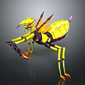 Yellow And Orange Mythical Animal With Wings Long Limbs And Sharp Claws 3D Render