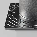 Public Facility Bollard Gray Cylindrical Structure With Square Base Round Top And Orange Black Stripes
