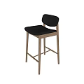 Modern Minimalist Bar Stools With Black Leather Seats And Wooden Frames