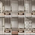 Modern partition glass screen 3d model