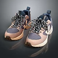 Outdoor Casual Purple And Beige Mesh Upper Lace Up Sports Shoes With Thick Sole